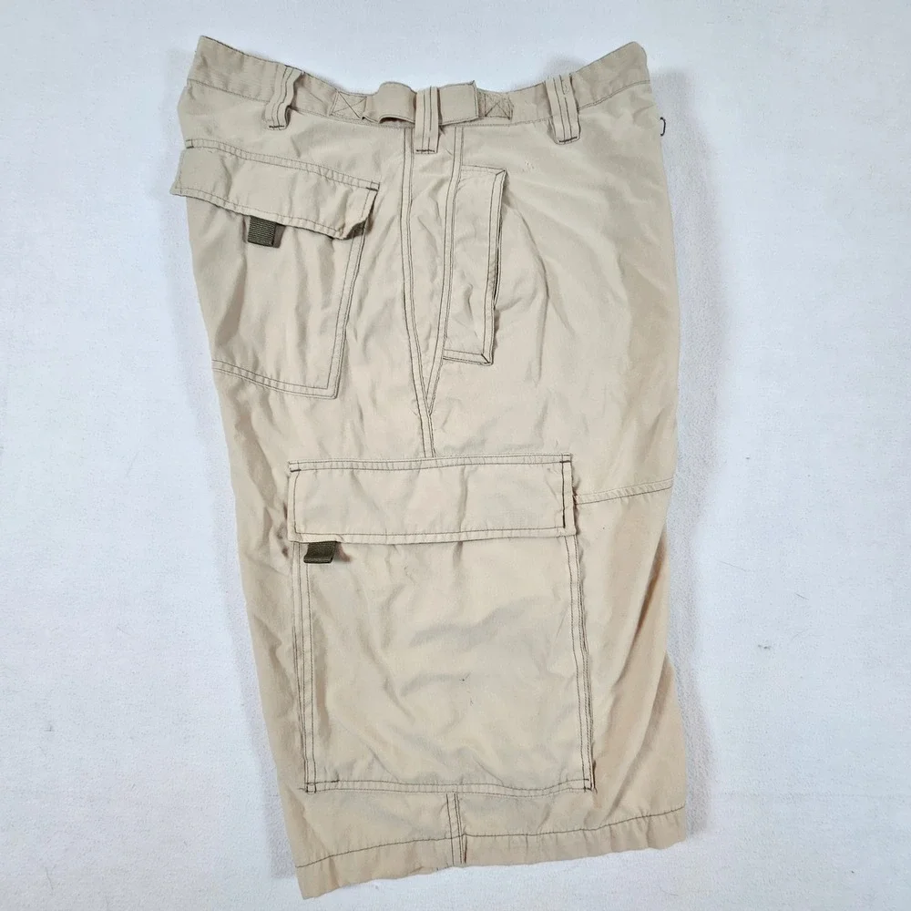 Bugle Boy Cargo Shorts Men 34W Tan Utility Gorpcore‎ Cotton Nylon Relaxed Fit